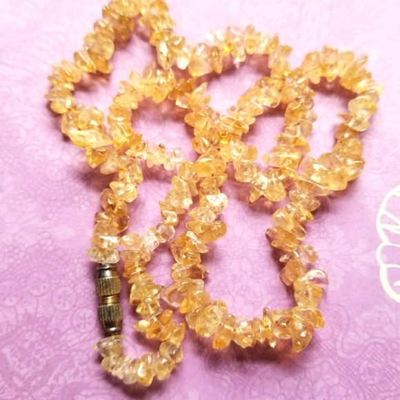 Citrine necklace gemstone bead necklace yellow nugget real gem stone quartz - Picture 1 of 5
